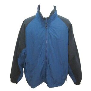 GLACIER'S EDGE Men's Large Blue Warm Winter Jacket Nylon Fleece Lined Rain Coat